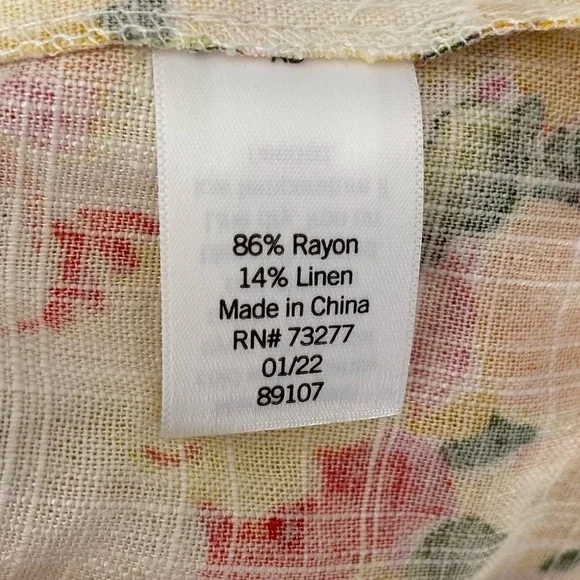 LAUREN CONRAD Midi Dress Ruffles Sleeveless Floral Yellow Pink Green Women L - Picture 10 of 11